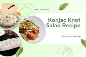 Assiette de nœuds de konjac froids et épicés au concombre et aux noix