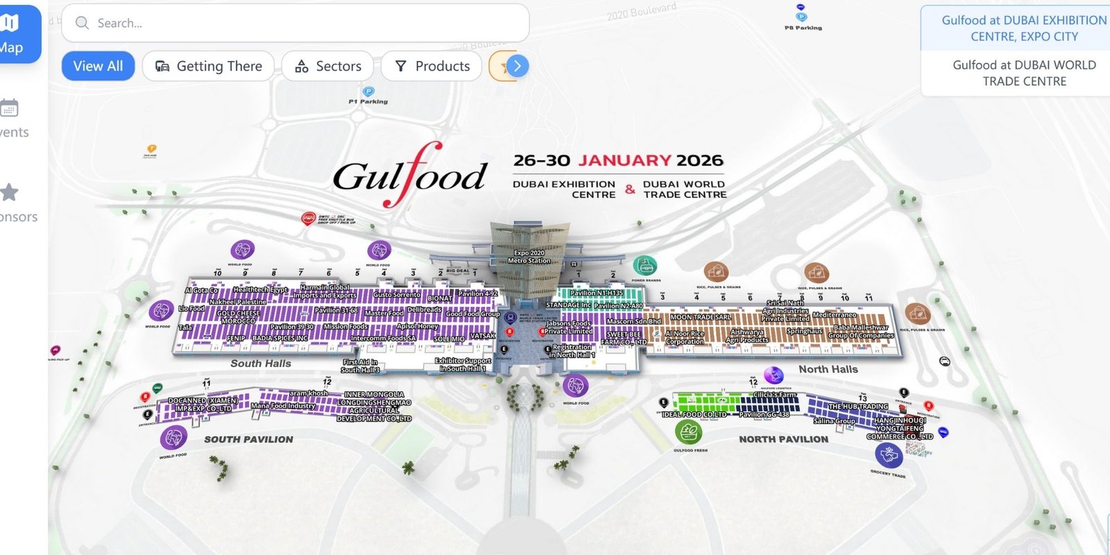 Gulfood 2026 Grundriss Dubai Exhibition Centre Sektoren