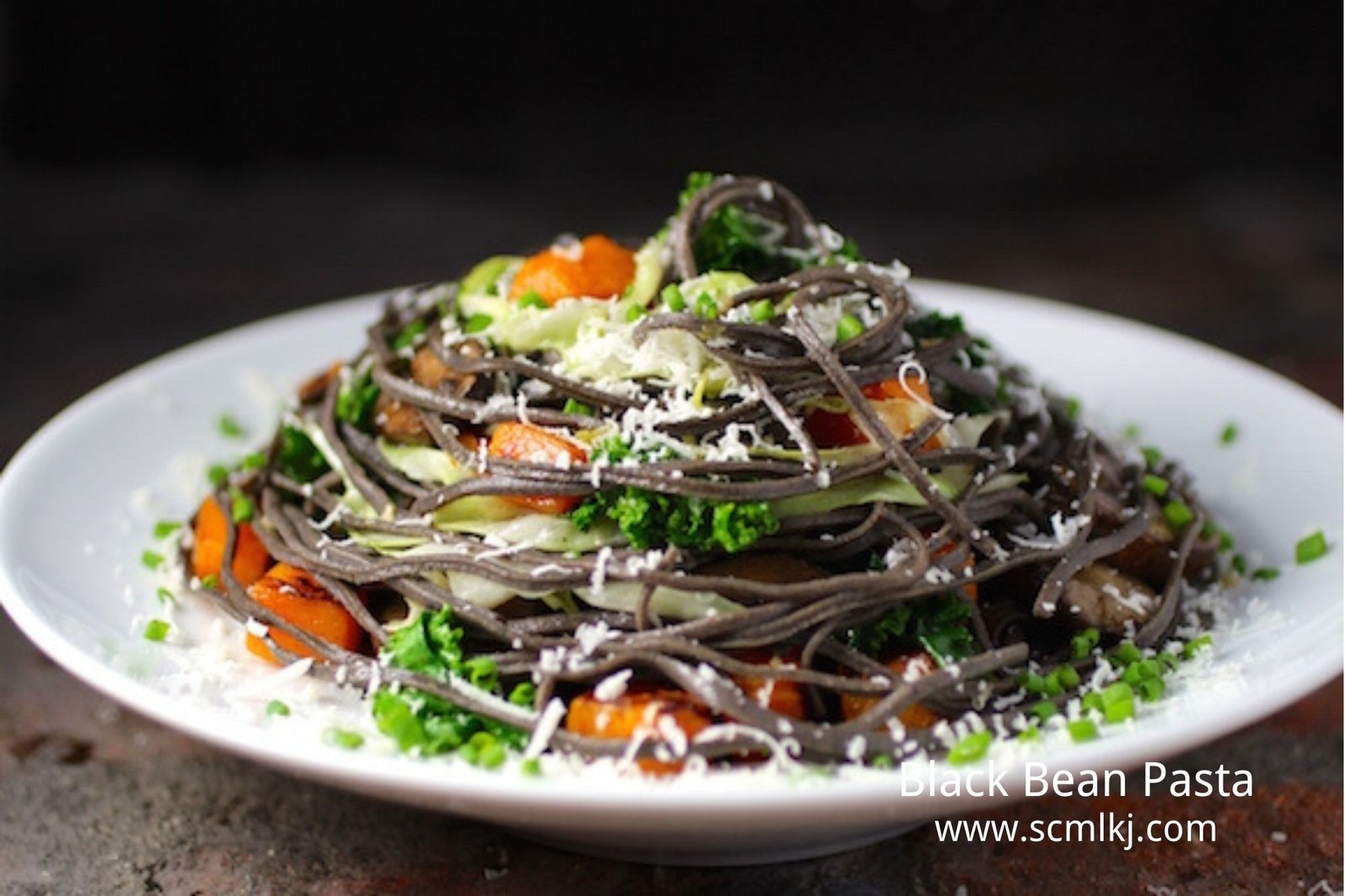 Black bean pasta with vegetables - high protein low GI pasta