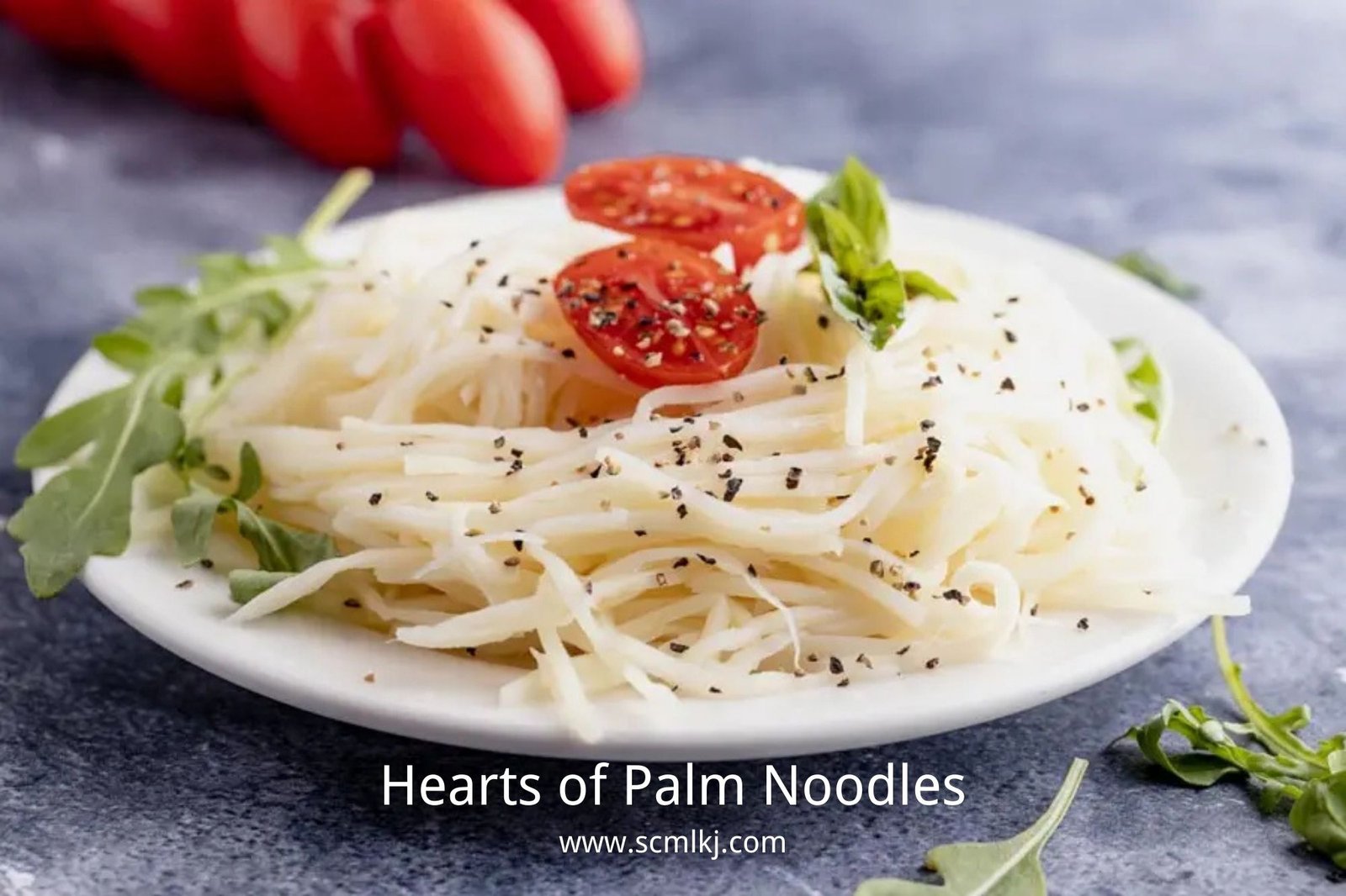 Hearts of palm noodles in a dish