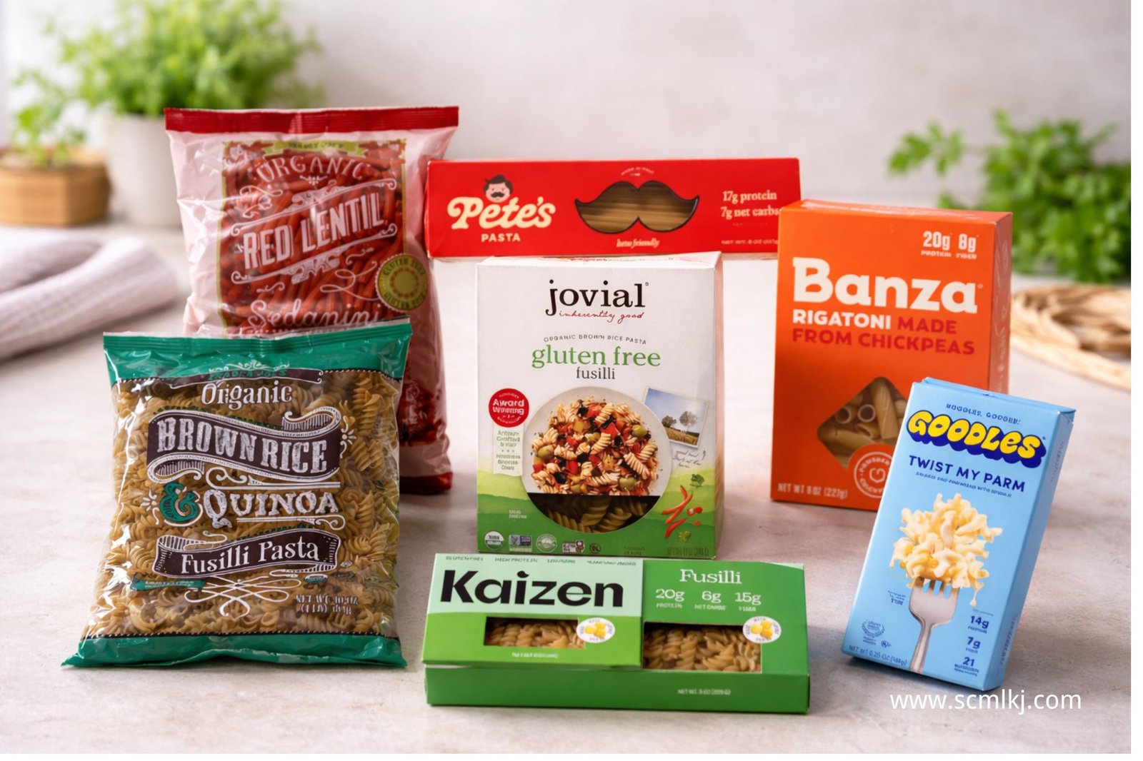 Modified wheat pasta brands including Pete's Pasta and Fiber Gourmet
