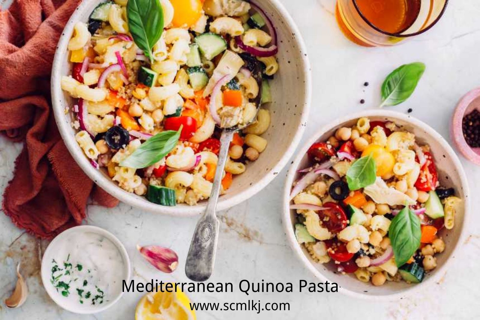 Quinoa pasta with Mediterranean vegetables - complete protein pasta