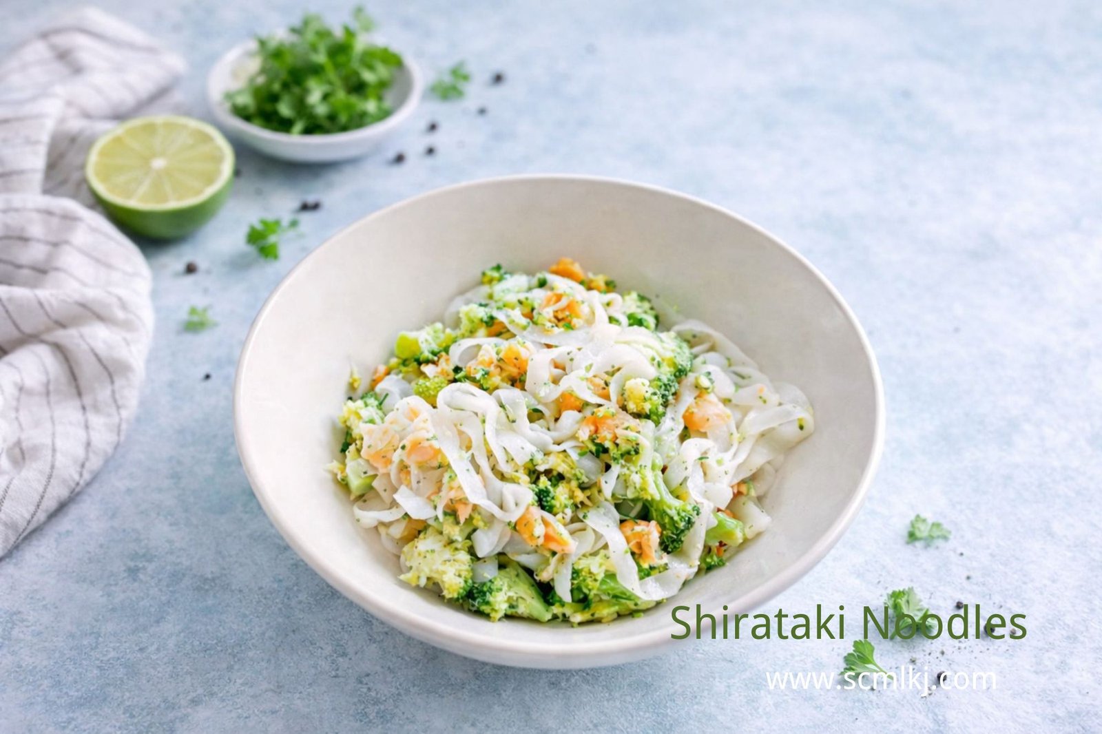 Shirataki noodles in bowl - zero glycemic index pasta for diabetics