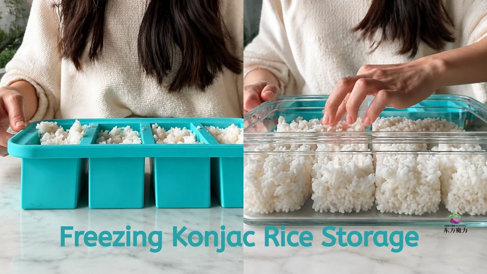 frozen konjac rice in container