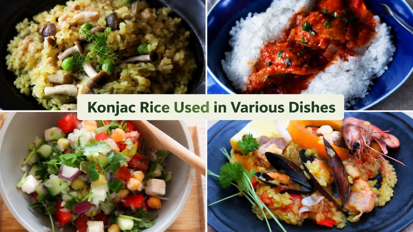 Konjac rice used in various dishes