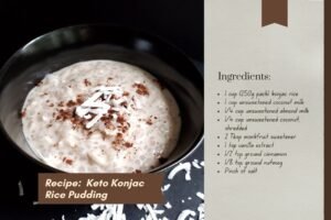 Low Carb Konjak-Milchreis-Rezept für gesunde Lebensmittelmarken.